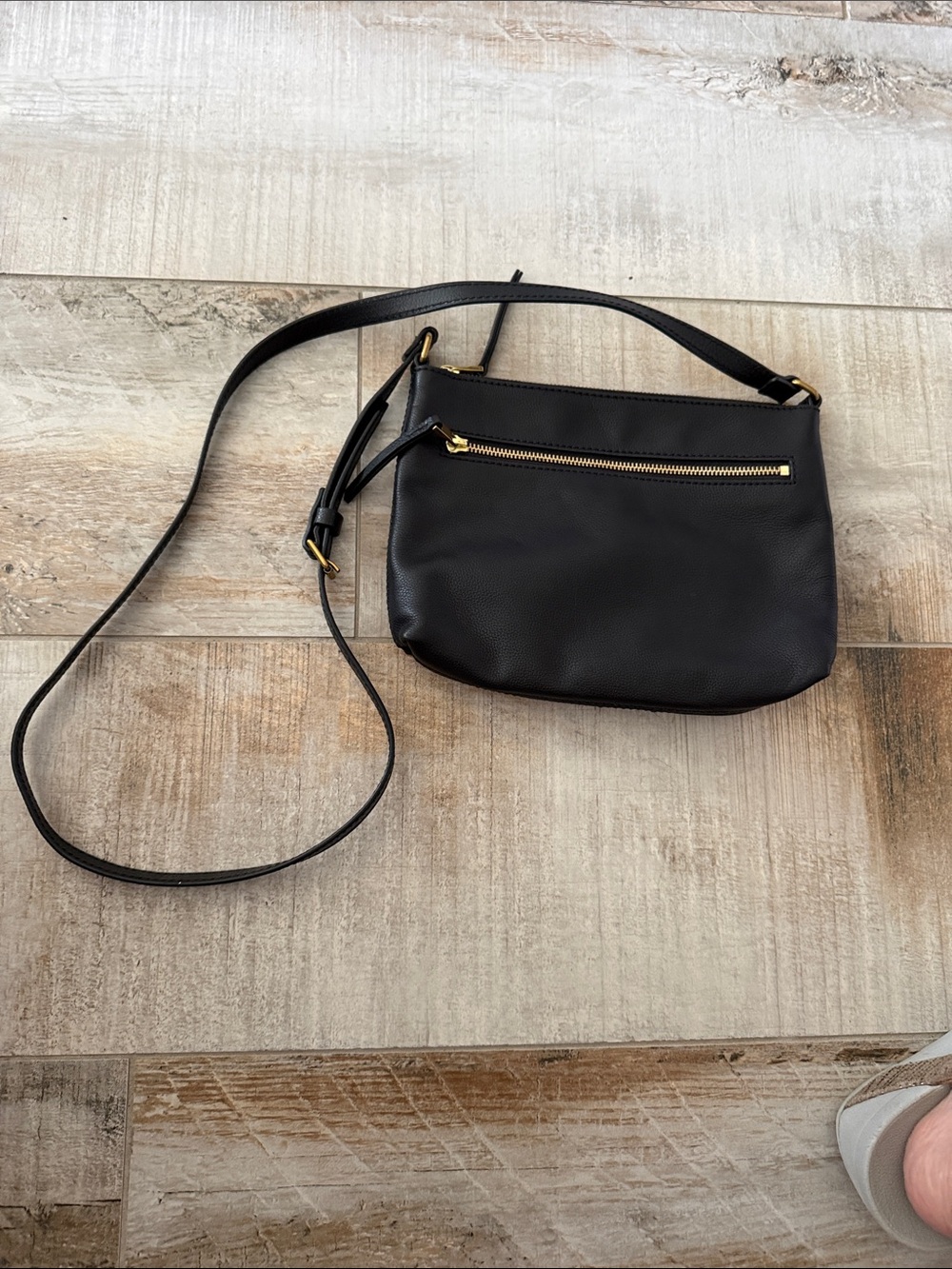 Fossil Black Crossbody Bag with Gold Accents